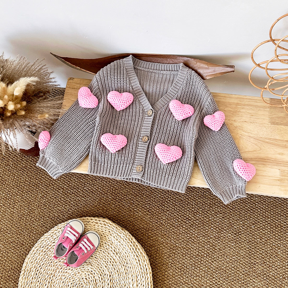 Stylish Sweet Heart Woolen Sweater for Baby Girls