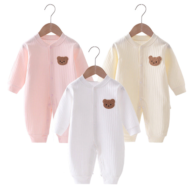 Solid Color Bear Romper for Newborns