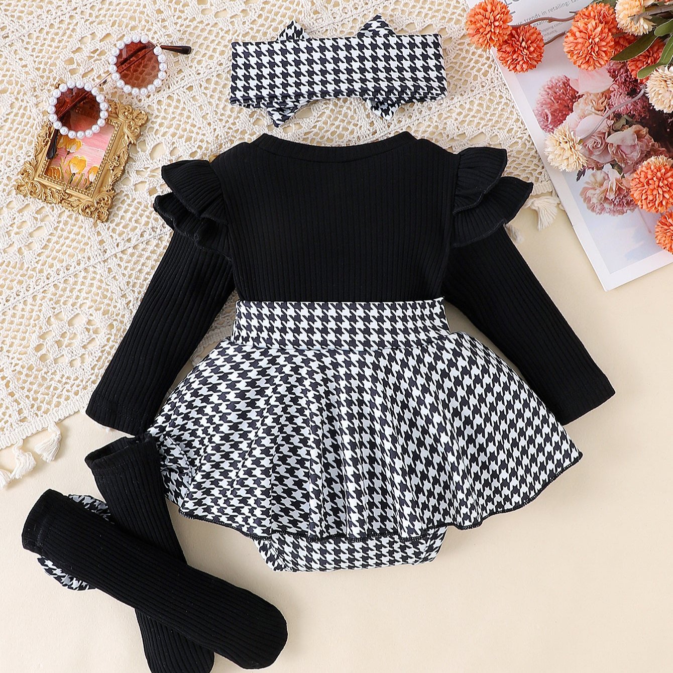 Baby Girl 2PCS Houndstooth Set